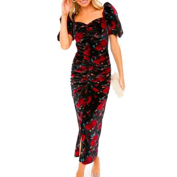 Autumn Adeigbo Rowenna Rose Velvet Cocktail Floral Size 14
